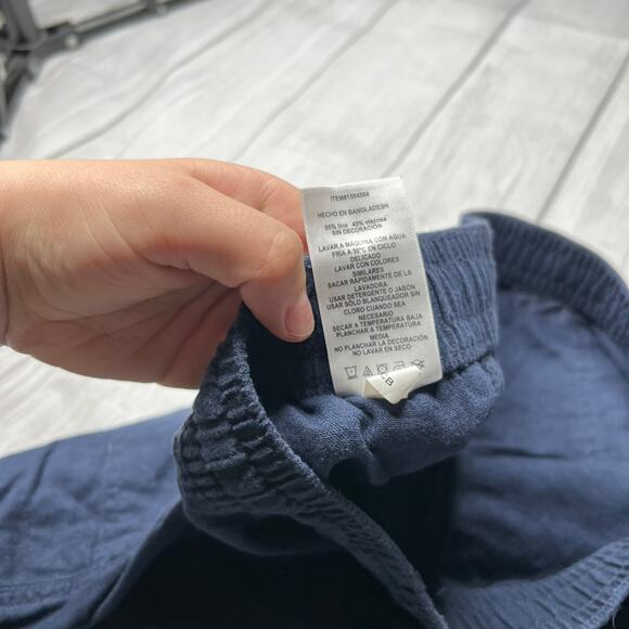 Nautica Blue Linen Coastal Shorts Elastic Waistband Stretch Size Small - Picture 9 of 9